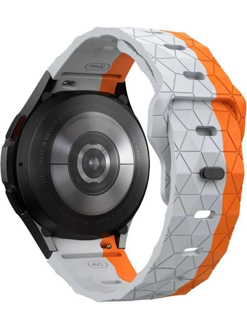 Men's Grey Orange Analog Sport Silicone Replacement Samsung Galaxy Classic Watch